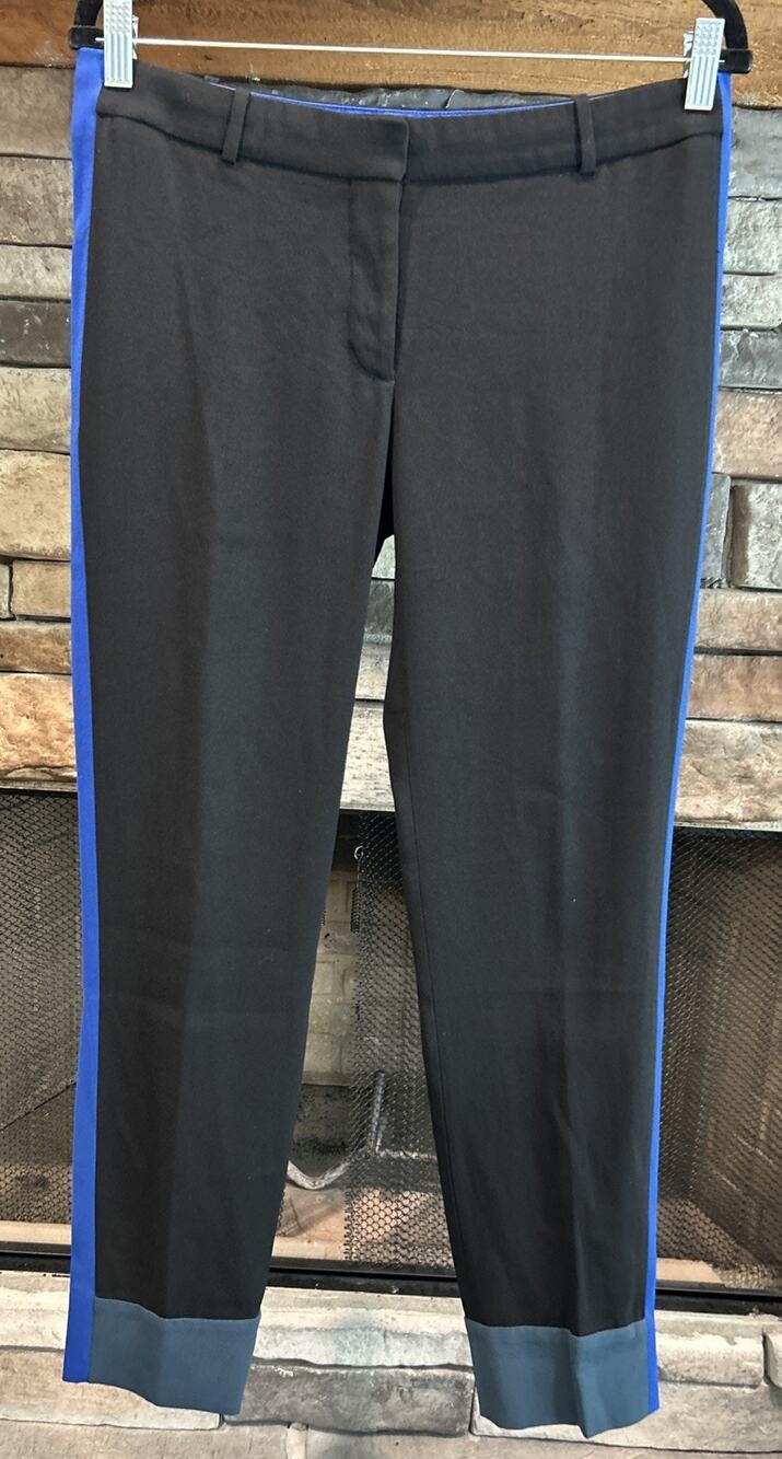 Women’s WILFRED Black W/ Blue Tuxedo Stripe Ankle Pants Size 6 *B8